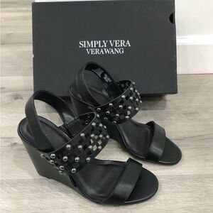 Simply Vera Vera Wang Black Wedge Shoes with Studded Details